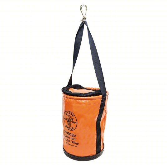 Bucket Bag: 17 in H, Orange, Canvas, 0 Pockets, Open Top, Single Handle With Snap Hook