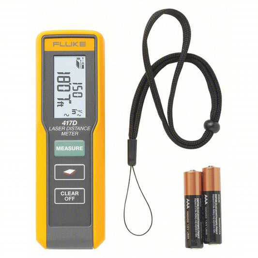 Laser Distance Meter: Area Measurement/Continuous Measurement, Inch/Metric, 2 in – 131 ft, AAA