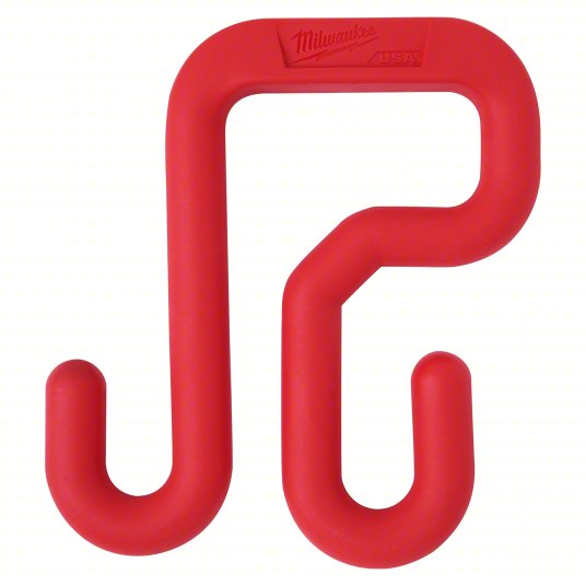 Bucket Hook: 5 3/4 in W x 3/4 in H x 6 1/2 in L, Red, Polymer