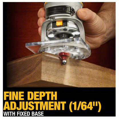 Router: Compact, Fixed and Plunge Base, 1.25 hp, Variable Speed, 27,000 RPM, 1/4 in Collet
