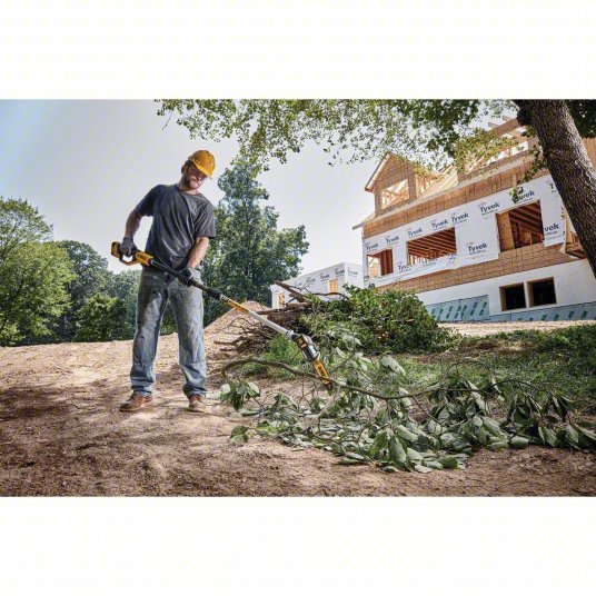 Battery-Powered Pole Saw: 8 in Blade Lg, 7 ft to 15 ft Reach, 20 V, Includes: Tool Only