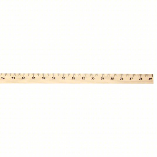 Meter Stick: 10431, 3 5/16 ft, 0.23 in Thick, 1/16 in/1 mm, Clear, Black, Rigid, Matte