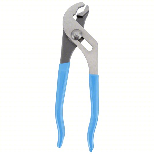 Tongue and Groove Plier: V, Groove Joint, 7/8 in Max Jaw Opening, 6 1/2 in Overall Lg, Serrated