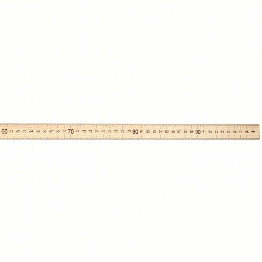Meter Stick: 10431, 3 5/16 ft, 0.23 in Thick, 1/16 in/1 mm, Clear, Black, Rigid, Matte
