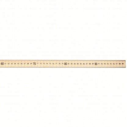 Meter Stick: 10431, 3 5/16 ft, 0.23 in Thick, 1/16 in/1 mm, Clear, Black, Rigid, Matte