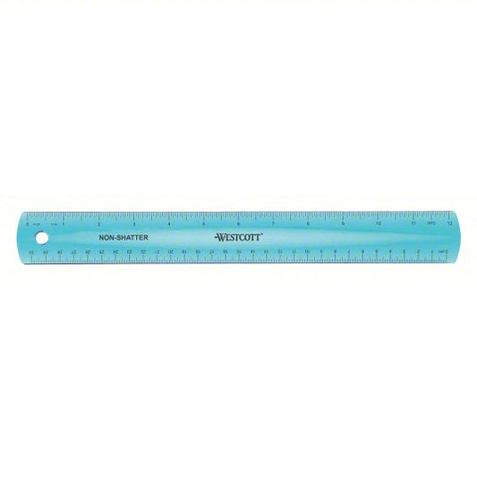 Ruler: 14381, Gen Purpose, 12 in, 0.08 in Thick, 1/16 in, Black, Flex, Matte, SAE, Rule