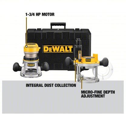 Router: Mid-Size, Fixed and Plunge Base, 1.75 hp, Fixed Speed, 24,500 RPM, Std Double Grip