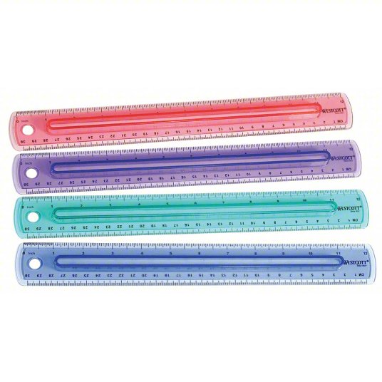 Ruler: 00403, Gen Purpose, 12 in, 0.51 in Thick, 1/16 in, Black, Rigid, Matte, SAE, Rule