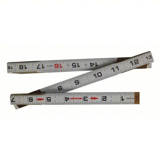 Folding Rule: 30PC13, 6 ft, 1.81 in Thick, 1/16 in, Abrasive Resistant Epoxy, Red, Rigid