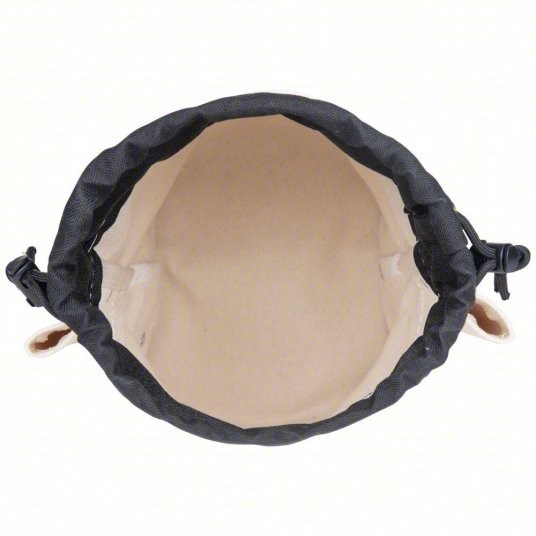 Bucket Bag: 10 in W x 9 in H x 5 in L, Off-White, Canvas, 2 Pockets, Drawstring