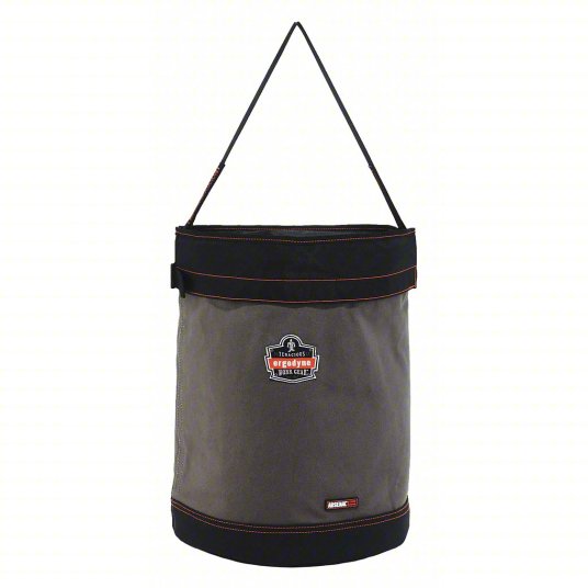 Bucket Bag: 16 in W x 20 in H x 16 in L, Gray, Canvas, 0 Pockets, Buckle