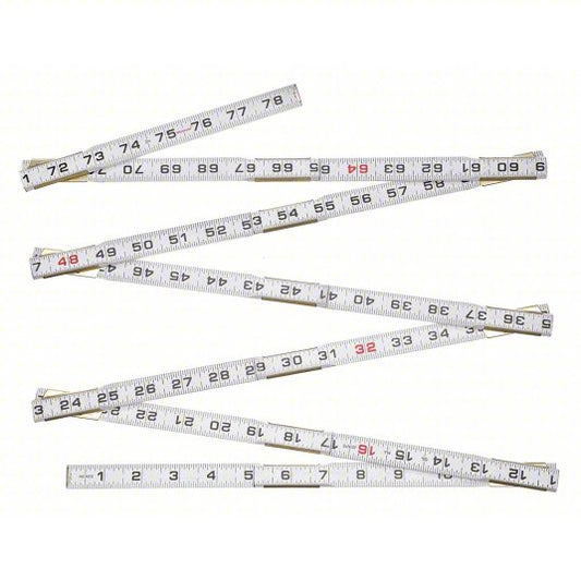 Modular Mason Folding Rule: 30PC16, 6 ft / 1,800 mm, 1.81 in Thick, 1/16 in, Red, Rigid