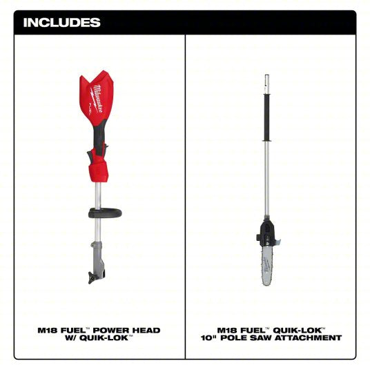 Battery-Powered Pole Saw: 10 in Blade Lg, 7 ft to 10 ft Reach, 18 V, Includes: Tool Only