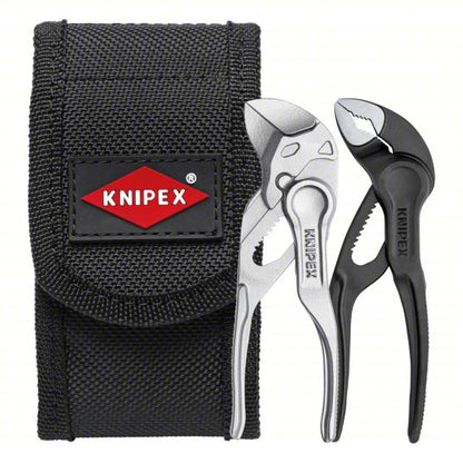 Slip Joint Plier Set: Curved/Flat, Groove Joint, 1 in_3/4 in Max Jaw Opening, 1 7/8 in Overall Lg
