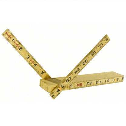 Folding Rule, Inside Reading: 910-6, 6 ft / 1.8 m, 0.28 in Thick, 1/16 in, Black/Red, 4R