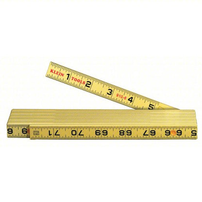 Folding Rule, Inside Reading: 910-6, 6 ft / 1.8 m, 0.28 in Thick, 1/16 in, Black/Red, 4R