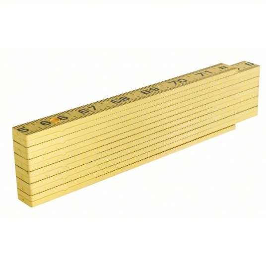 Folding Rule, Inside Reading: 910-6, 6 ft / 1.8 m, 0.28 in Thick, 1/16 in, Black/Red, 4R