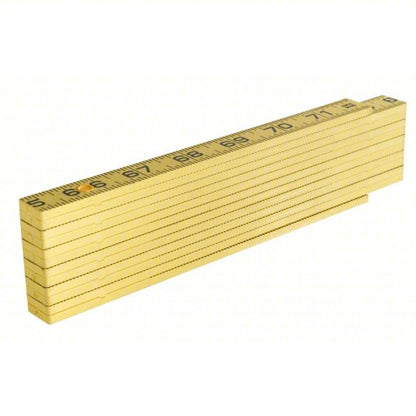 Folding Rule, Inside Reading: 910-6, 6 ft / 1.8 m, 0.28 in Thick, 1/16 in, Black/Red, 4R