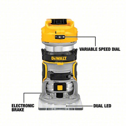 Cordless Compact Router: 20V MAX*, Bare Tool, Fixed Base, 1.25 hp, 25,500 RPM, 1/4 in Collet