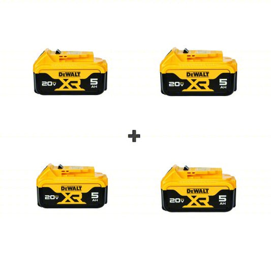 Batteries: DEWALT®, 4 Batteries Included, 5 Ah Battery Capacity, 20V MAX XR®, 20 V, (4) Batteries