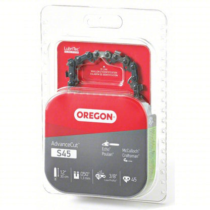 Chainsaw Chain: 12 in Compatible Bar Lg, 3/8 in, 0.05 in Gauge, 45 Links, 5/32 in File Size