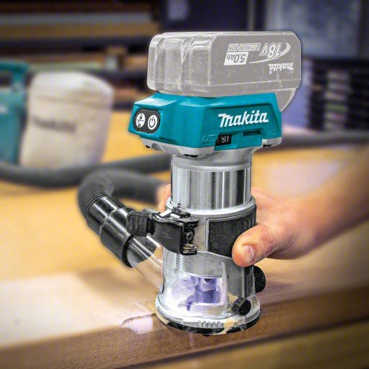 Cordless Compact Router: 18V LXT, Bare Tool, Fixed Base, 30,000 RPM, 1/4 in Collet, Palm Grip