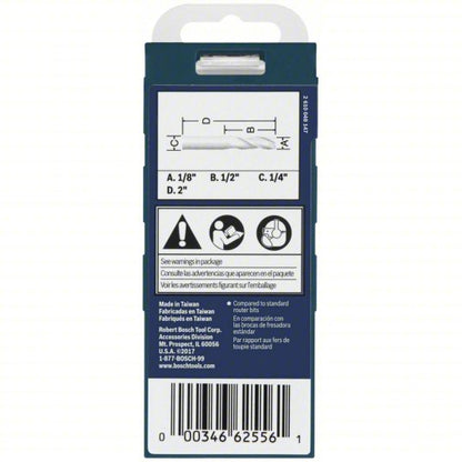 Straight Cut Profile Router Bit: Fractional Inch, Carbide Tipped, 1/8 in Cutter Dia., 2 Flutes