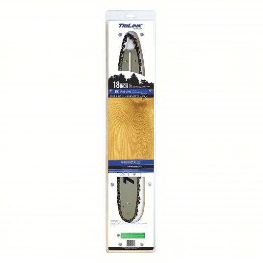 Chainsaw Bar and Chain: 18 in Compatible Bar Lg, 3/8 in, 0.05 in Gauge, 66 Links