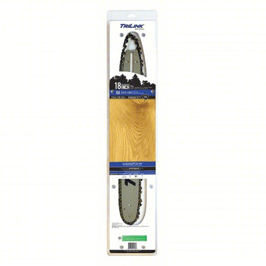 Chainsaw Bar and Chain: 18 in Compatible Bar Lg, 3/8 in, 0.05 in Gauge, 66 Links