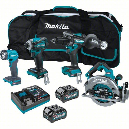 Cordless Tool Combination Kit:  4 Tools, Circular Saw/Flashlight/Hammer Drill/Impact Driver