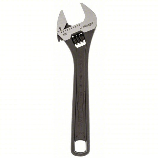 CHANNELLOCK Adjustable Wrench: Alloy Steel, Black Phosphate, 4 in Overall Lg, 1/2 in Jaw Capacity