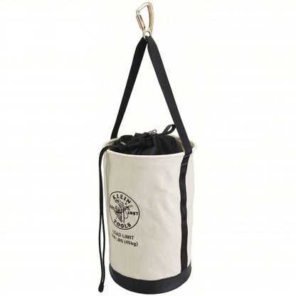 Bucket Bag: 22 in H, White, Canvas, 0 Pockets, Drawstring, Single Handle With Snap Hook