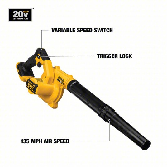 Battery-Powered Handheld Leaf Blower Kit: 20V MAX, 100 cfm Max. Air Flow, 4.0 Ah
