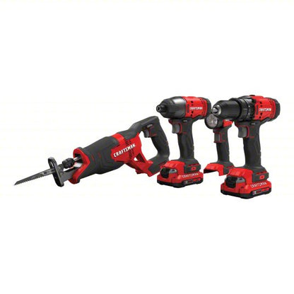 V20 Cordless 4 Tool Combo Kit: 4 Tools, 20 V DC Volt, Battery Included, V20*, 380UX0