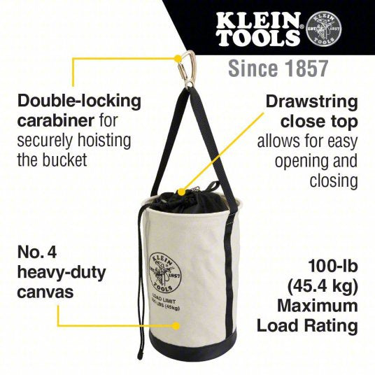 Bucket Bag: 22 in H, White, Canvas, 0 Pockets, Drawstring, Single Handle With Snap Hook