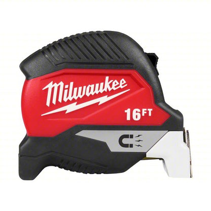 Magnetic Tape Measure: Inch, Magnetic Single Hook Tip, Plastic, 12 - 24 ft, Wide Blade