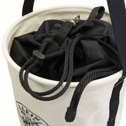 Bucket Bag: 22 in H, White, Canvas, 0 Pockets, Drawstring, Single Handle With Snap Hook