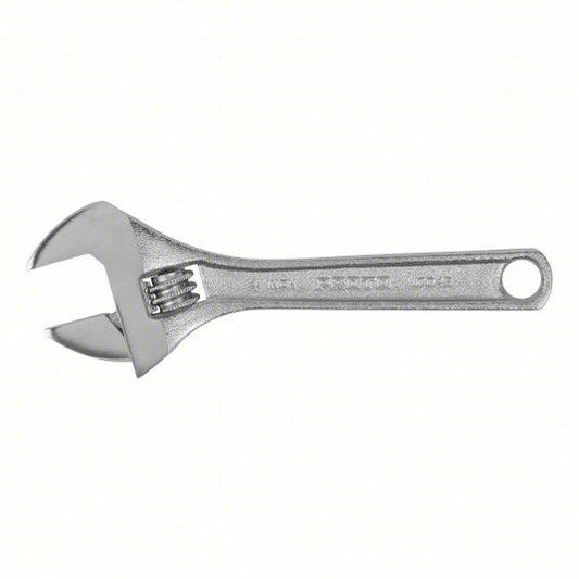 PROTO Adjustable Wrench: Alloy Steel, Chrome, 4 11/32 in Overall Lg, 3/4 in Jaw Capacity, Plain Grip