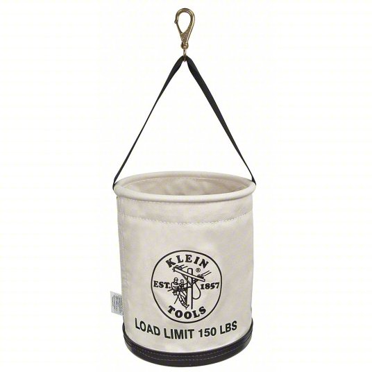 Bucket Bag: 15 in H, Off-White, Canvas, 1 Pockets, Open Top