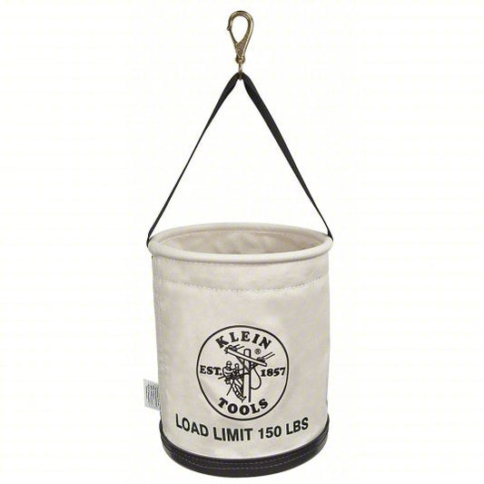 Bucket Bag: 15 in H, Off-White, Canvas, 1 Pockets, Open Top