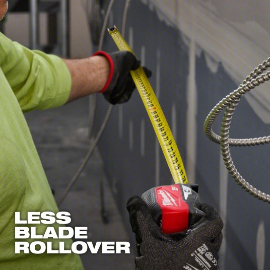 Magnetic Tape Measure: Inch, Magnetic Single Hook Tip, Plastic, 16 ft, 12 - 24 ft, 1/16 in