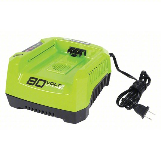 Battery Charger: Greenworks Pro, For Li-ion Battery Chemistry, For 80V Battery Volt, (1) 80V, Std
