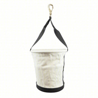 Bucket Bag: 12 in H, Off-White, Canvas, 15 Pockets, Open Top