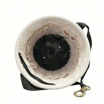 Bucket Bag: 12 in H, Off-White, Canvas, 15 Pockets, Open Top