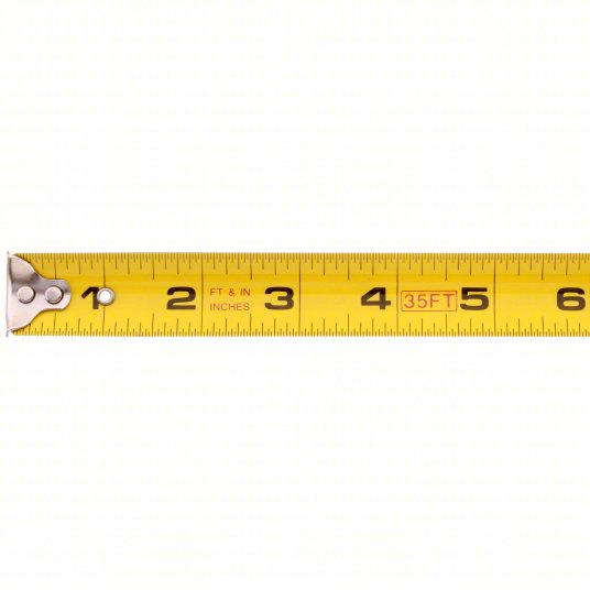 Tape Measure: Inch, Nonmagnetic Single Hook Tip, Chromed Plastic, 30 ft, Greater than 24 ft