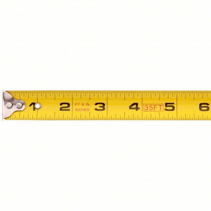 Tape Measure: Inch, Nonmagnetic Single Hook Tip, Chromed Plastic, 30 ft, Greater than 24 ft