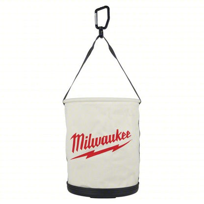 Bucket Bag: 11 13/16 in W x 14 9/16 in H x 11 13/16 in L, White, Canvas, 1 Pockets