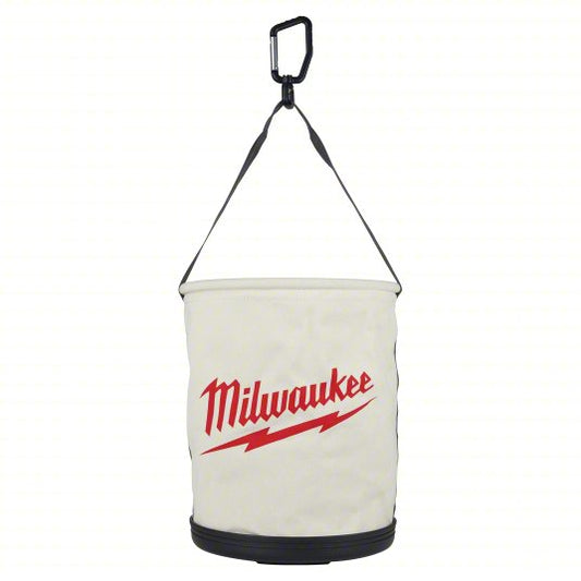 Bucket Bag: 11 13/16 in W x 14 9/16 in H x 11 13/16 in L, White, Canvas, 1 Pockets