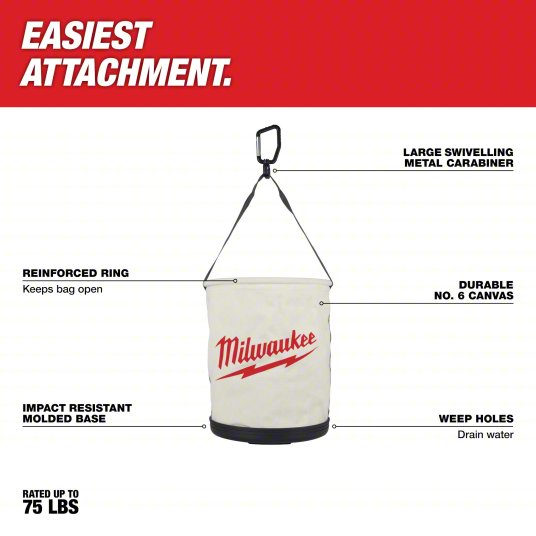 Bucket Bag: 11 13/16 in W x 14 9/16 in H x 11 13/16 in L, White, Canvas, 1 Pockets