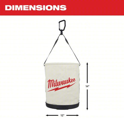 Bucket Bag: 11 13/16 in W x 14 9/16 in H x 11 13/16 in L, White, Canvas, 1 Pockets